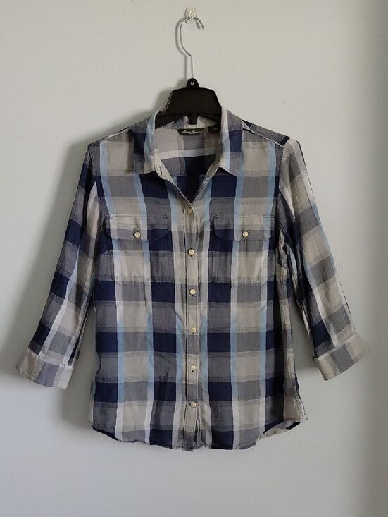 Eddie Bauer Tops - Eddie Bauer Blue Button-Down Shirt Lightweight Cotton Outdoor Camping Gorpcore